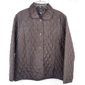 Jordan Blue Label Light Weight Quilted Brown Jacket with Long Sleeves Side Slits